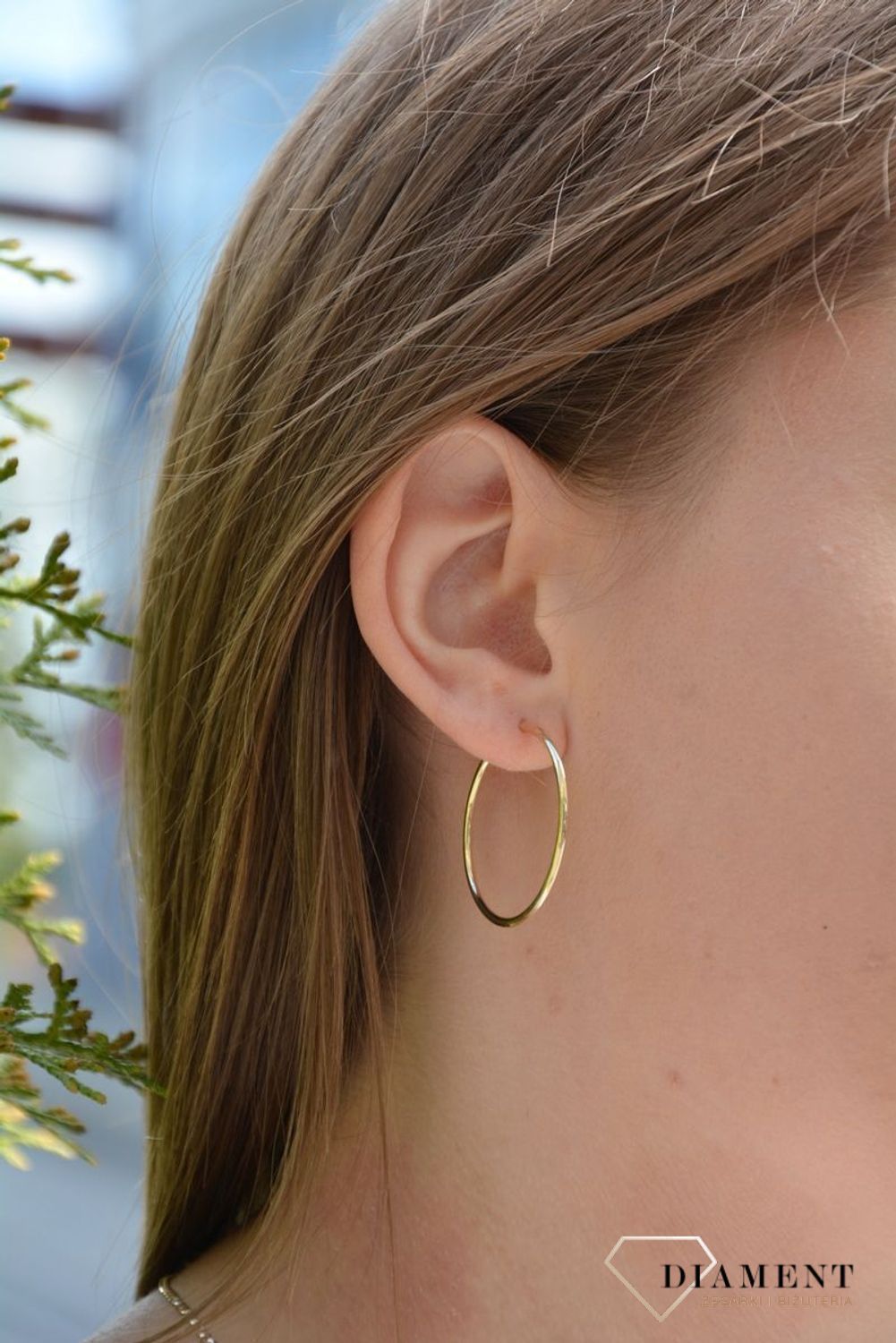 Złote kolczyki 2 cm gładkie koła 585 KL 1942D 585.jpg